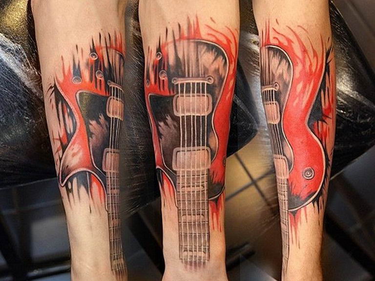 photo tattoo guitar 25.01.2019 №213 - drawing tattoo with a guitar - tattoovalue.net