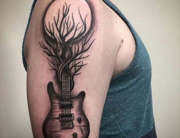 photo tattoo guitar 25.01.2019 №214 - drawing tattoo with a guitar - tattoovalue.net
