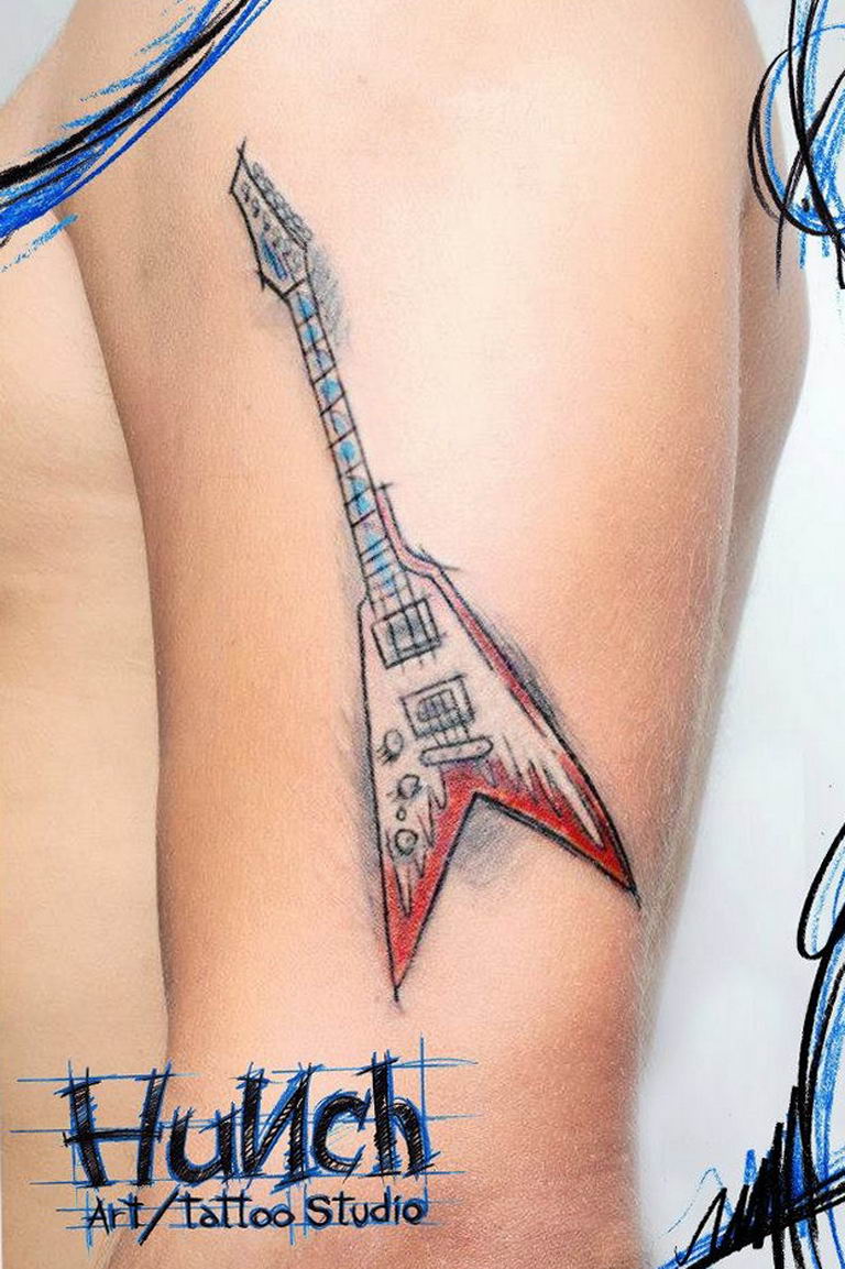 photo tattoo guitar 25.01.2019 №215 - drawing tattoo with a guitar - tattoovalue.net