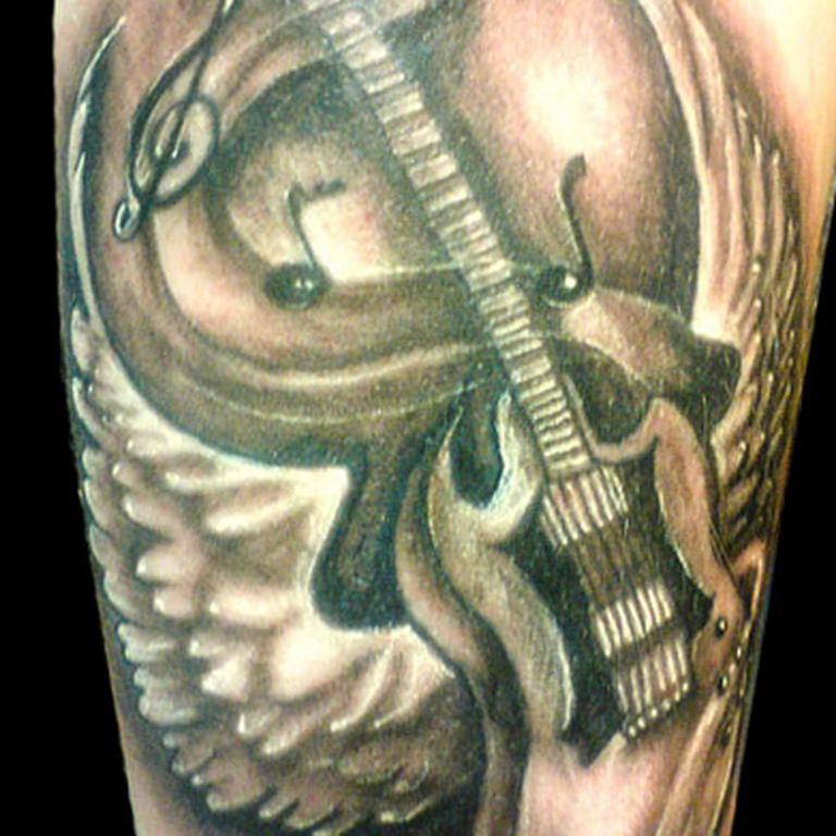 photo tattoo guitar 25.01.2019 №219 - drawing tattoo with a guitar - tattoovalue.net