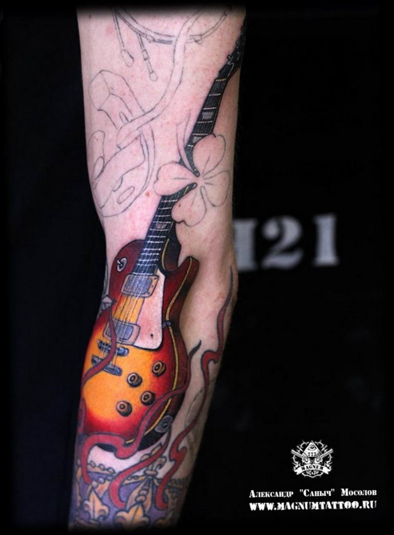 photo tattoo guitar 25.01.2019 №224 - drawing tattoo with a guitar - tattoovalue.net
