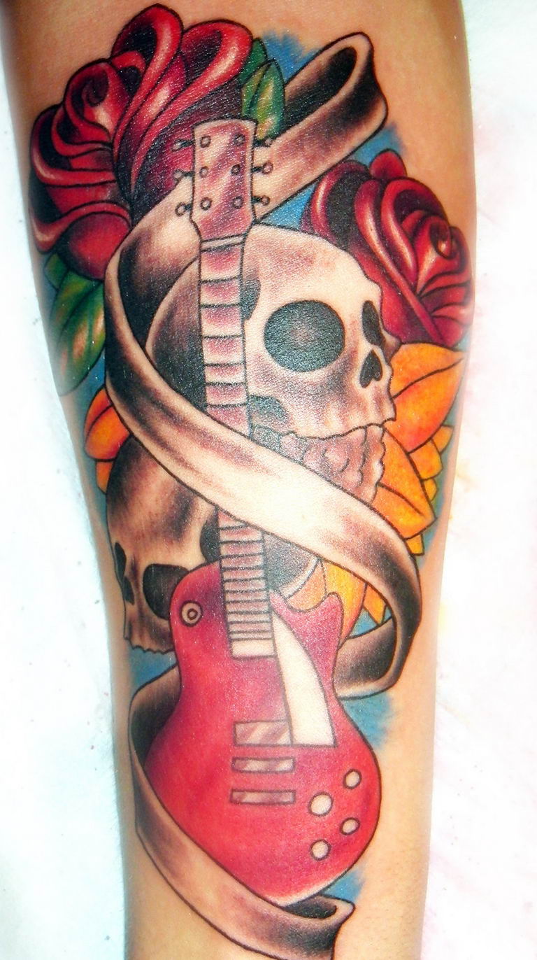 photo tattoo guitar 25.01.2019 №236 - drawing tattoo with a guitar - tattoovalue.net