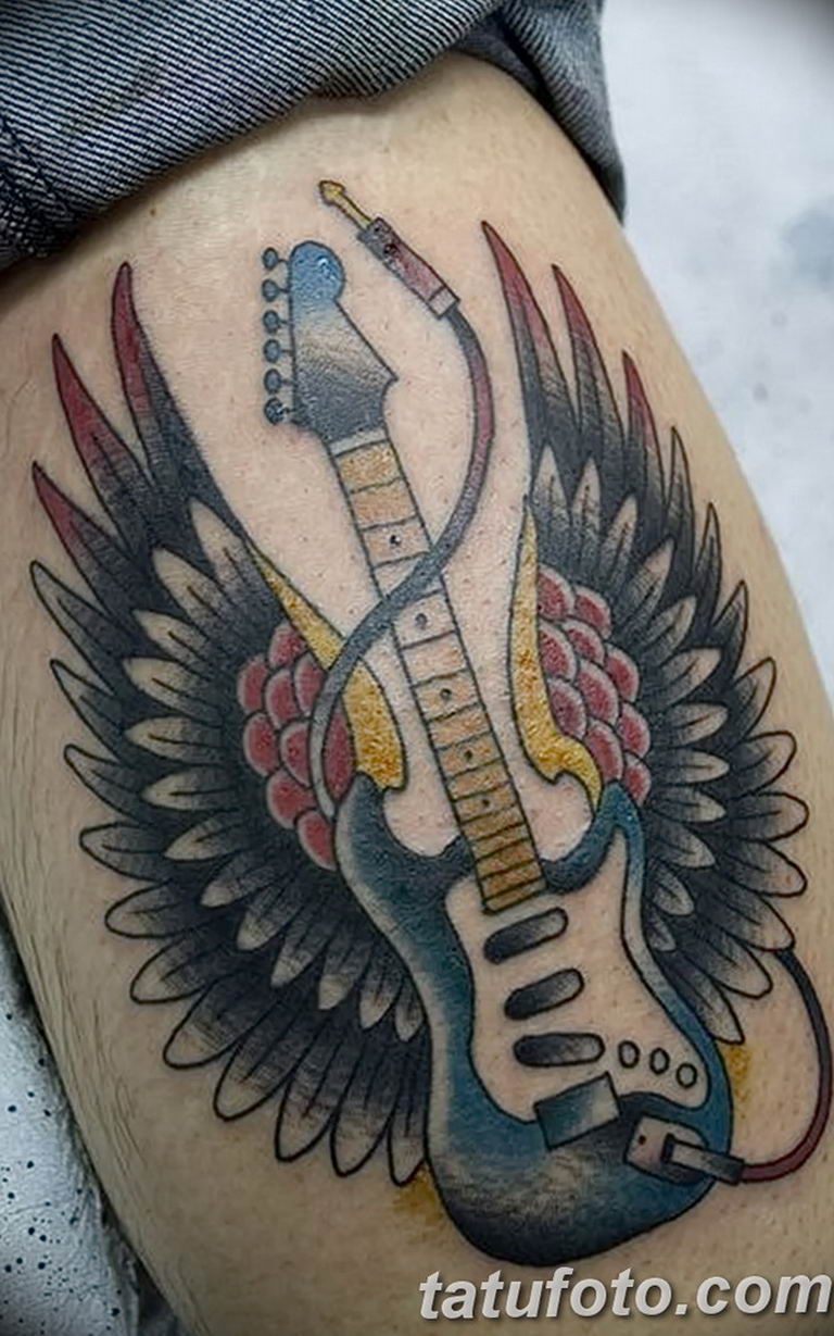 photo tattoo guitar 25.01.2019 №237 - drawing tattoo with a guitar - tattoovalue.net