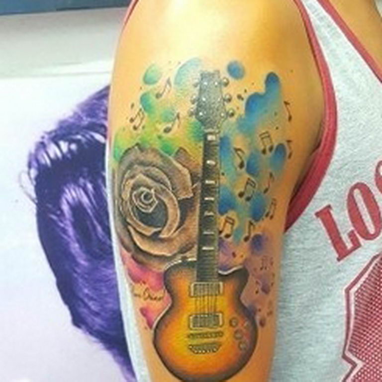 photo tattoo guitar 25.01.2019 №238 - drawing tattoo with a guitar - tattoovalue.net