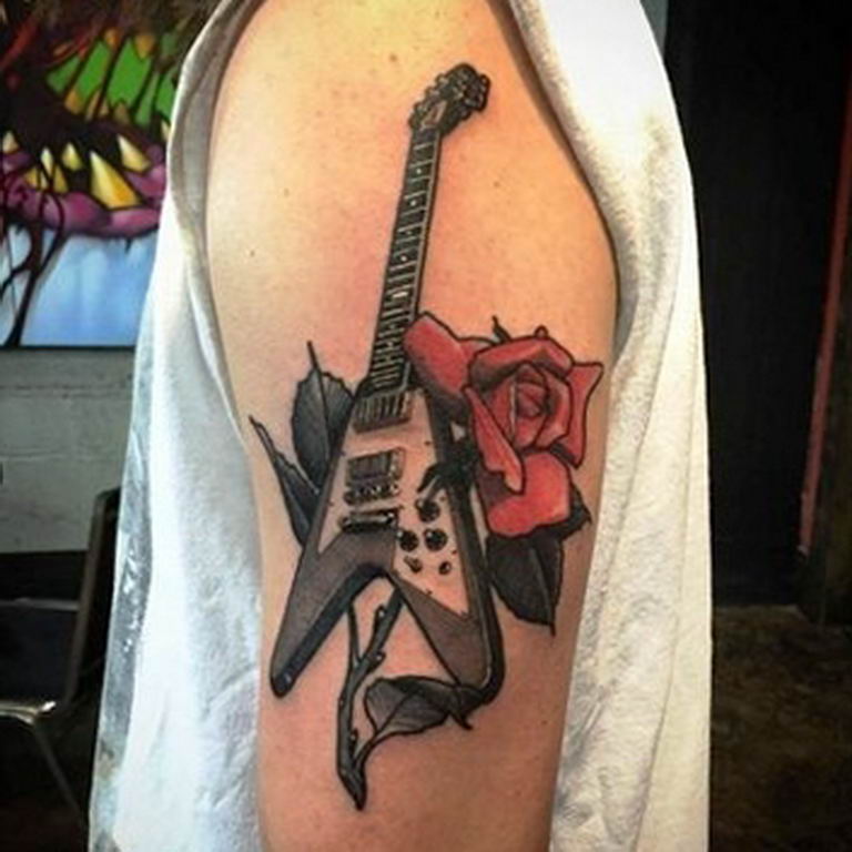 photo tattoo guitar 25.01.2019 №243 - drawing tattoo with a guitar - tattoovalue.net