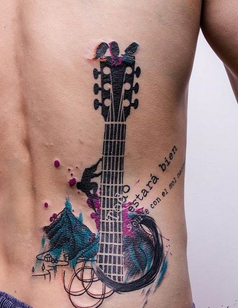 photo tattoo guitar 25.01.2019 №250 - drawing tattoo with a guitar - tattoovalue.net