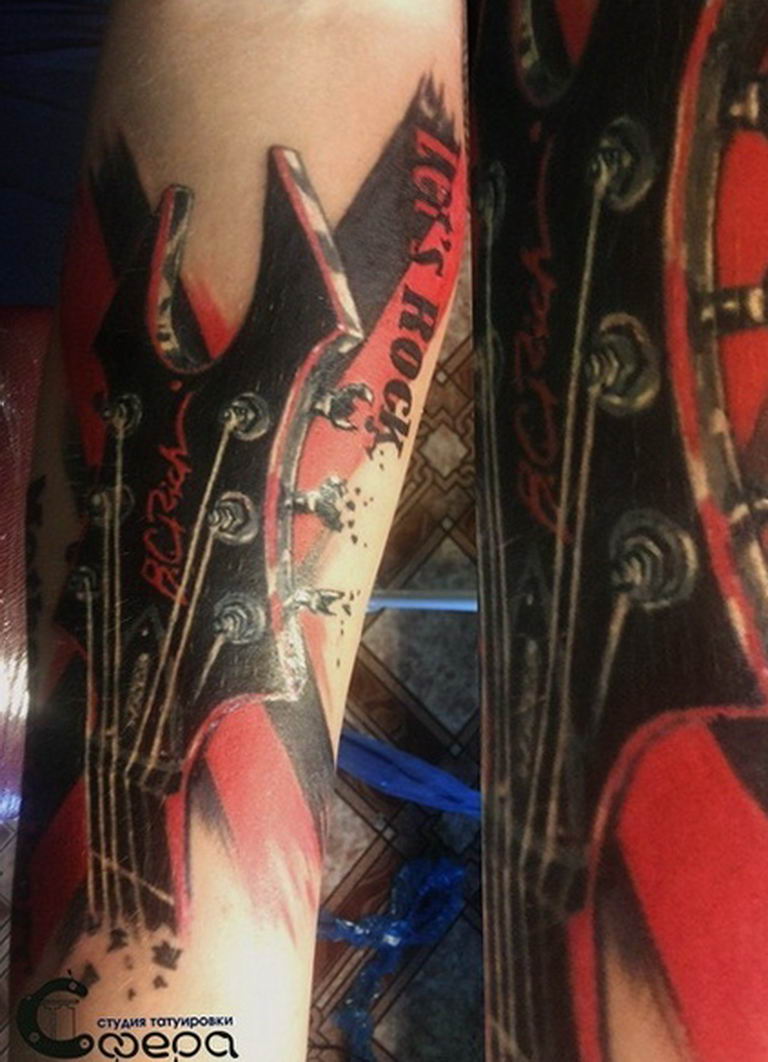 photo tattoo guitar 25.01.2019 №254 - drawing tattoo with a guitar - tattoovalue.net