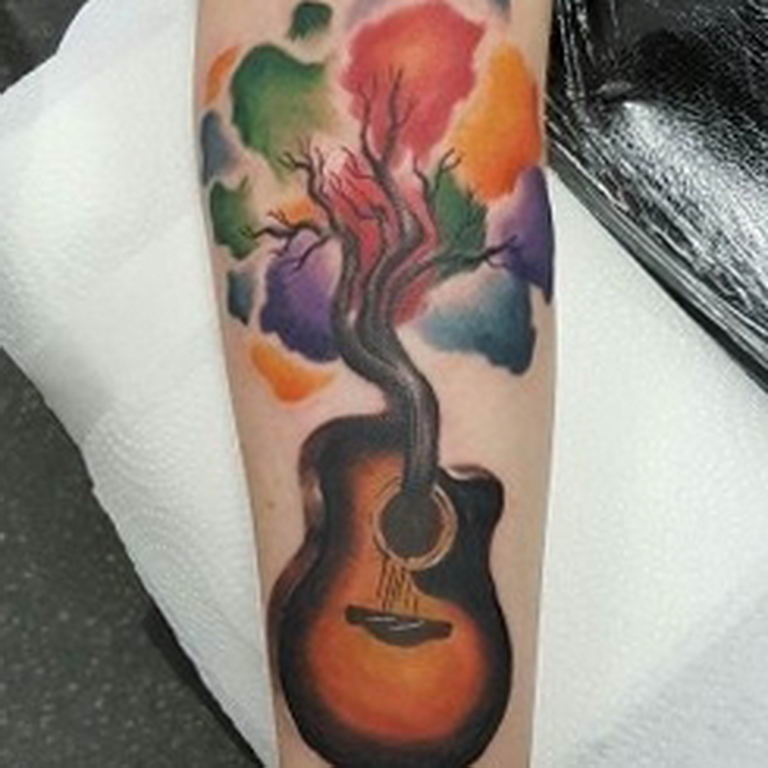 photo tattoo guitar 25.01.2019 №255 - drawing tattoo with a guitar - tattoovalue.net