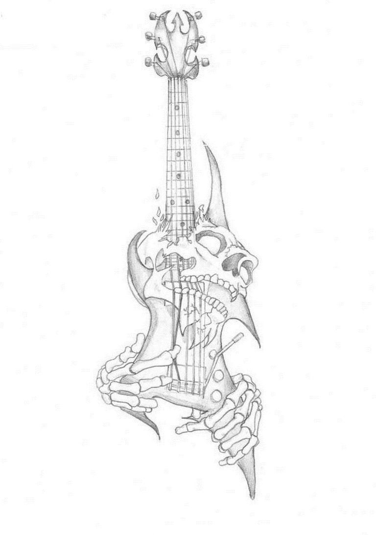 photo tattoo guitar 25.01.2019 №258 - drawing tattoo with a guitar - tattoovalue.net