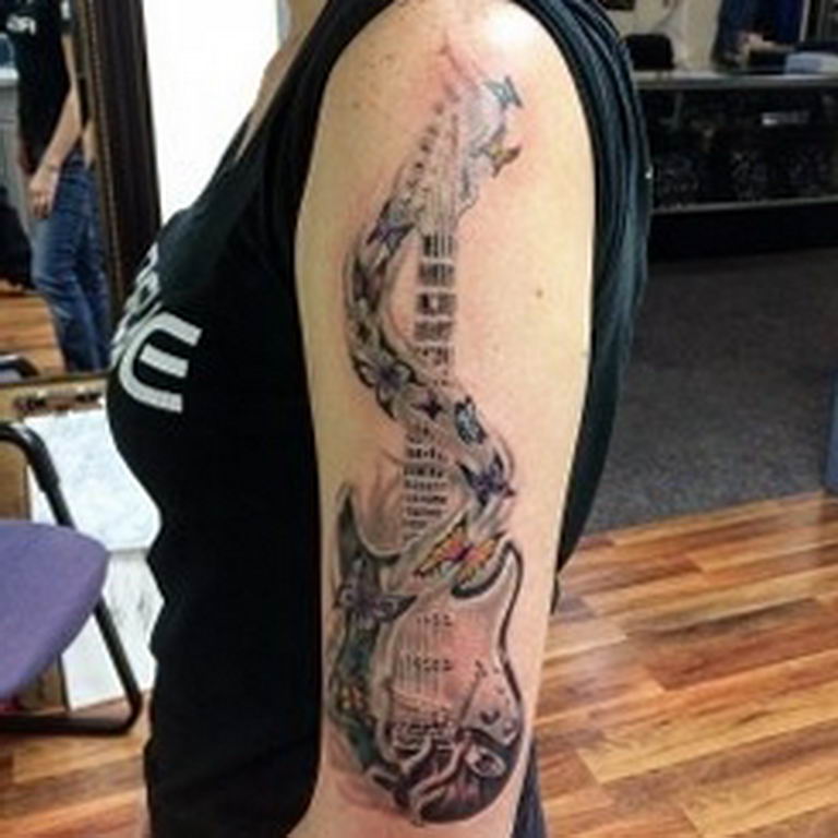photo tattoo guitar 25.01.2019 №260 - drawing tattoo with a guitar - tattoovalue.net