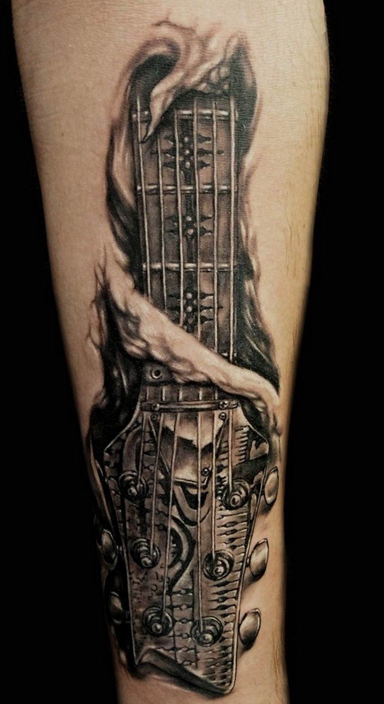 photo tattoo guitar 25.01.2019 №261 - drawing tattoo with a guitar - tattoovalue.net