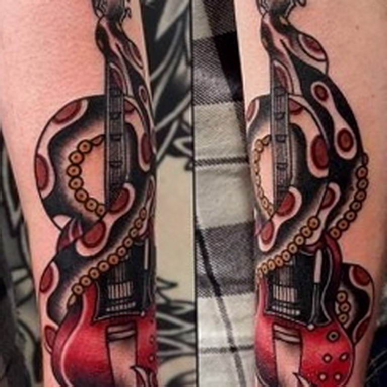photo tattoo guitar 25.01.2019 №264 - drawing tattoo with a guitar - tattoovalue.net