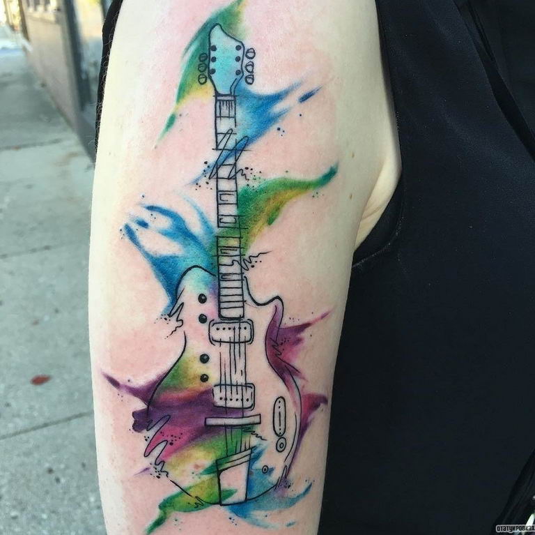 photo tattoo guitar 25.01.2019 №269 - drawing tattoo with a guitar - tattoovalue.net
