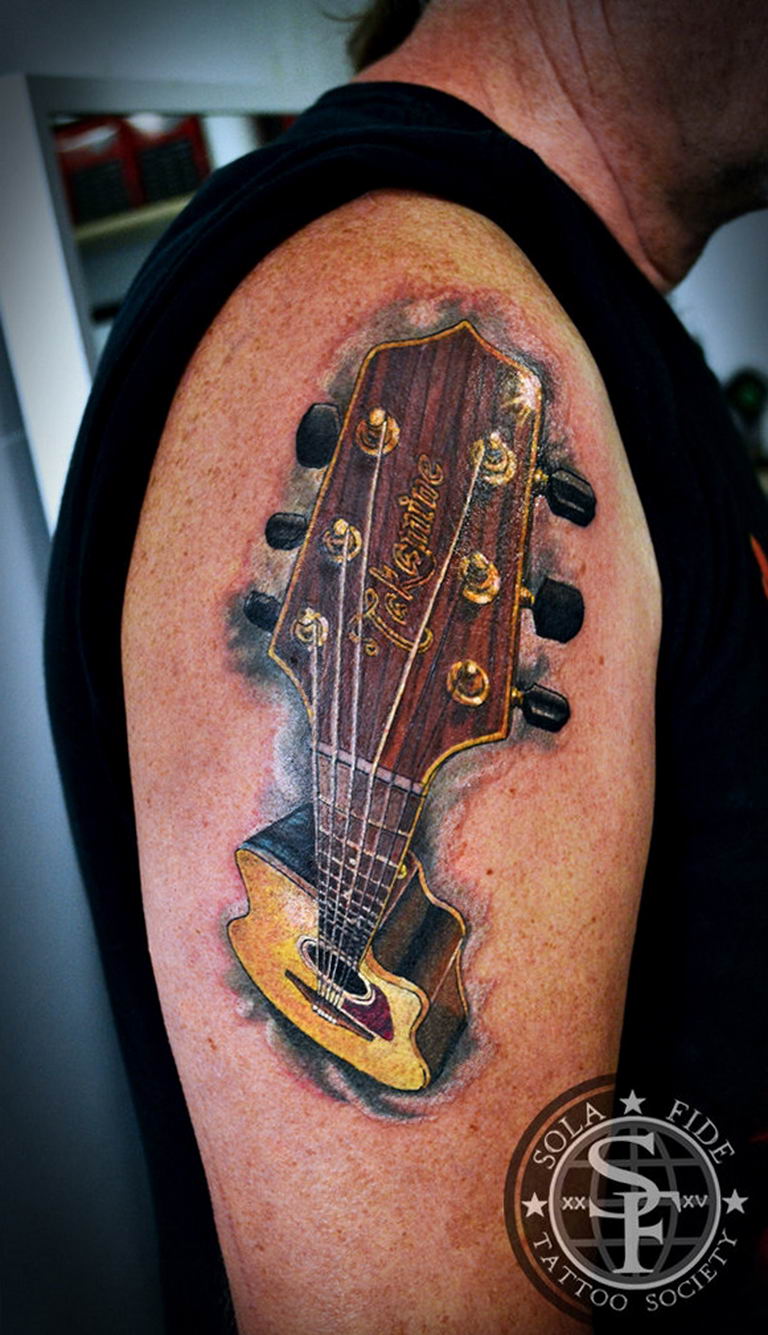 photo tattoo guitar 25.01.2019 №271 - drawing tattoo with a guitar - tattoovalue.net