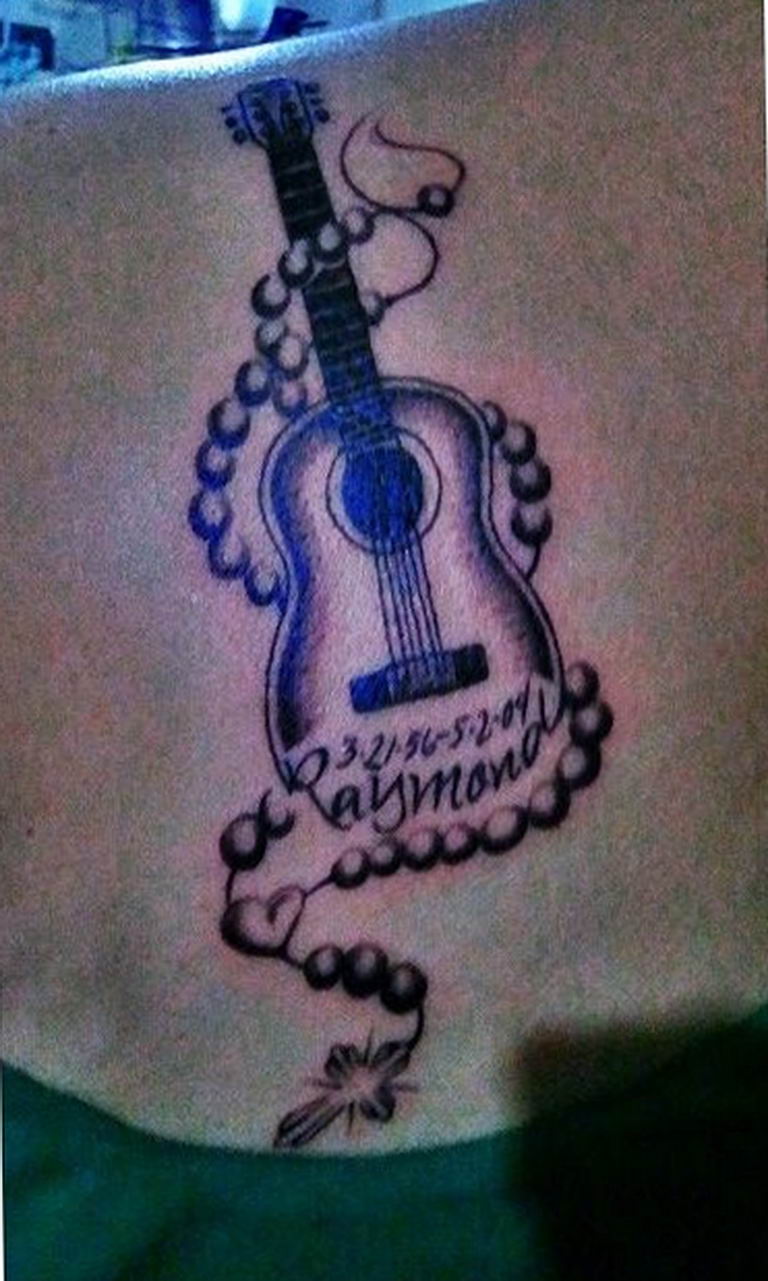 photo tattoo guitar 25.01.2019 №284 - drawing tattoo with a guitar - tattoovalue.net