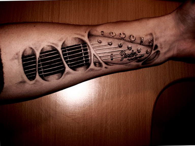photo tattoo guitar 25.01.2019 №285 - drawing tattoo with a guitar - tattoovalue.net