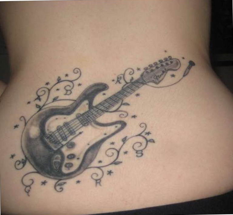 photo tattoo guitar 25.01.2019 №306 - drawing tattoo with a guitar - tattoovalue.net