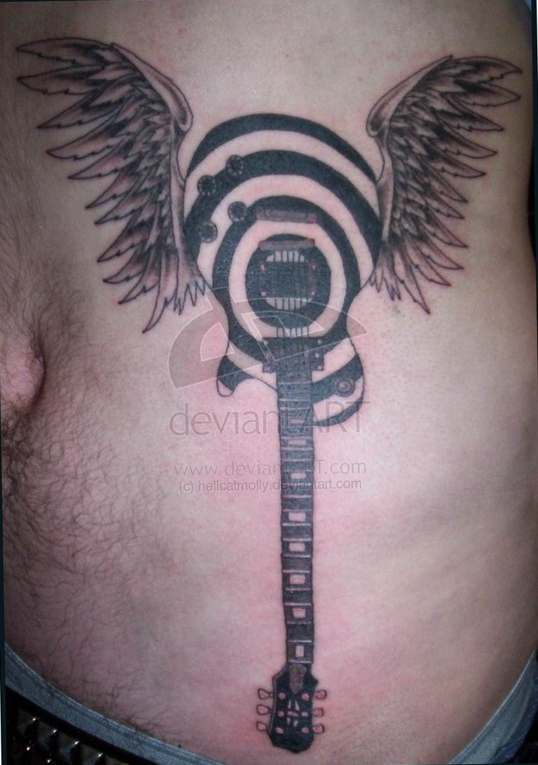 photo tattoo guitar 25.01.2019 №307 - drawing tattoo with a guitar - tattoovalue.net