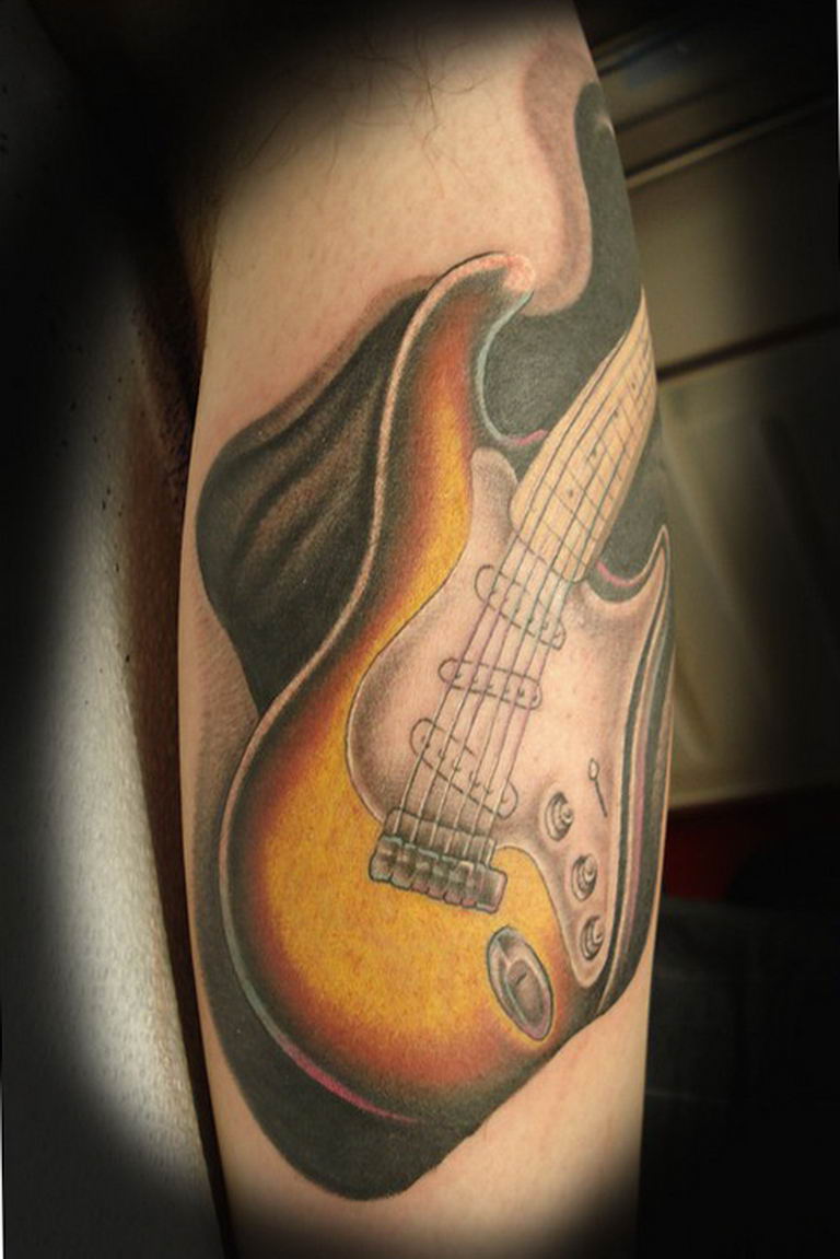 photo tattoo guitar 25.01.2019 №309 - drawing tattoo with a guitar - tattoovalue.net