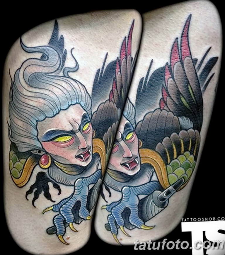 photo tattoo harpy 25.01.2019 №060 - example of drawing harpy tattoo - tattoovalue.net