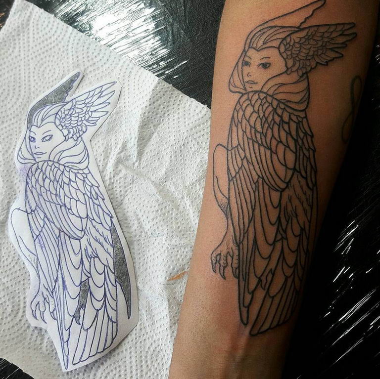 photo tattoo harpy 25.01.2019 №079 - example of drawing harpy tattoo - tattoovalue.net