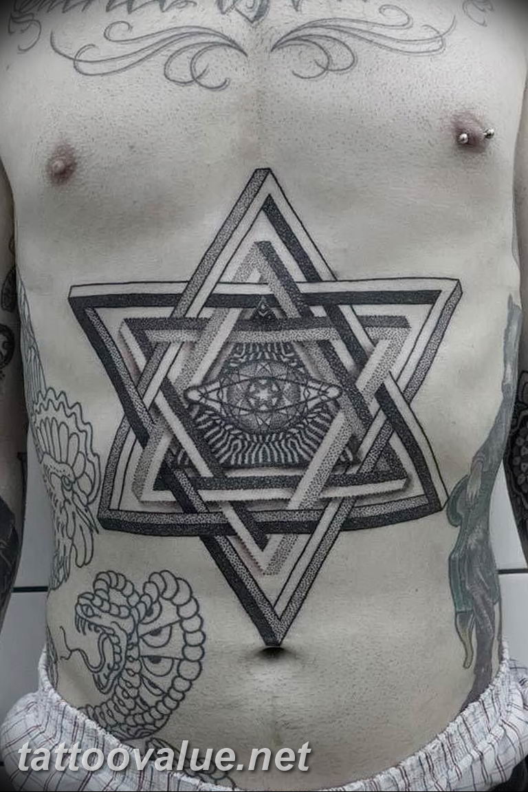 star of david tattoo chest