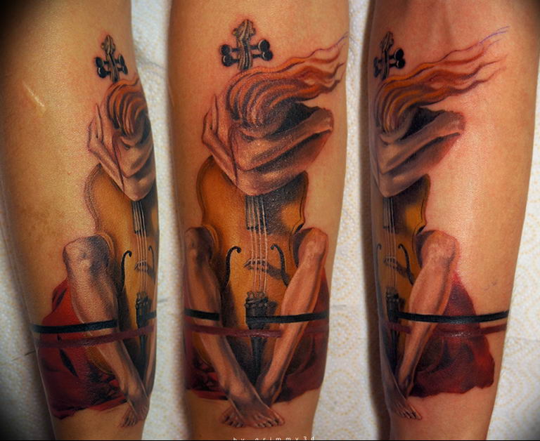 foto tatuaje violonchelo 19.02.2019 №076 - idea de diseño de tatuaje para violonchelo-tattoovalue.net