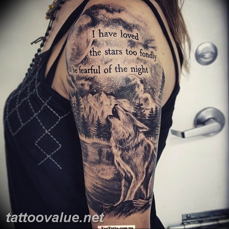 photo tattoo howling wolf  №095 - wolf tattoo idea howling at moon   