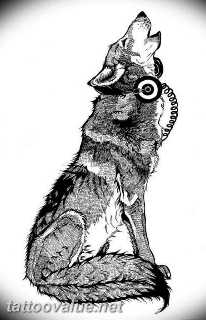 photo tattoo howling wolf 18.02.2019 №064 - wolf tattoo idea howling at moon - tattoovalue.net