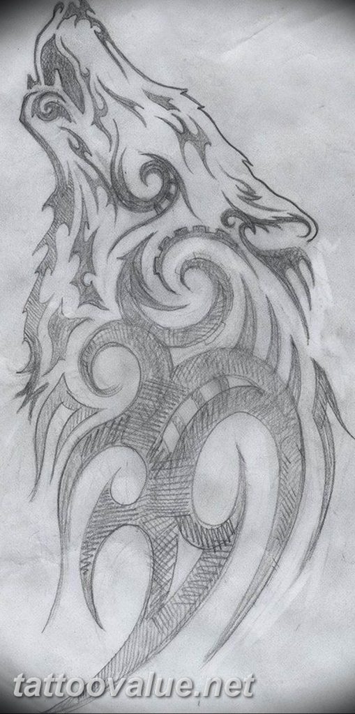 photo tattoo howling wolf 18.02.2019 №073 - wolf tattoo idea howling at moon - tattoovalue.net