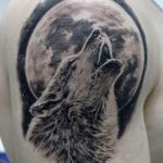 photo tattoo howling wolf 18.02.2019 №092 - wolf tattoo idea howling at moon - tattoovalue.net