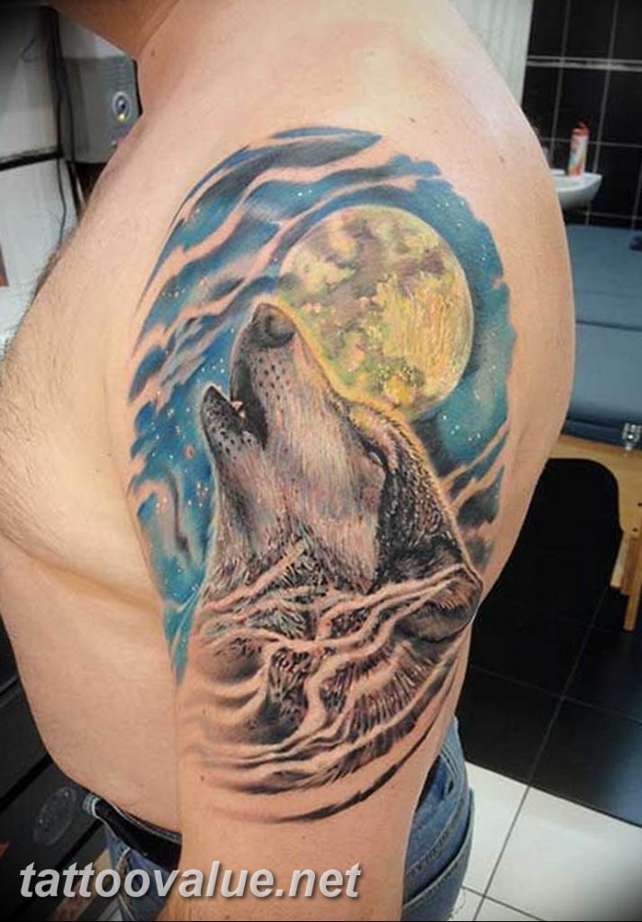 photo tattoo howling wolf 18.02.2019 №127 - wolf tattoo idea howling at moon - tattoovalue.net