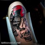 photo tattoo raven on the skull 18.02.2019 №043 - tattoo with skull and raven - tattoovalue.net