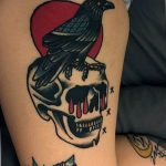 photo tattoo raven on the skull 18.02.2019 №046 - tattoo with skull and raven - tattoovalue.net