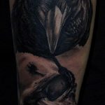 photo tattoo raven on the skull 18.02.2019 №070 - tattoo with skull and raven - tattoovalue.net