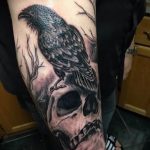 photo tattoo raven on the skull 18.02.2019 №104 - tattoo with skull and raven - tattoovalue.net