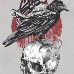 photo tattoo raven on the skull 18.02.2019 №130 - tattoo with skull and raven - tattoovalue.net