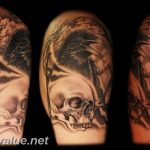photo tattoo raven on the skull 18.02.2019 №167 - tattoo with skull and raven - tattoovalue.net
