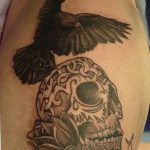 photo tattoo raven on the skull 18.02.2019 №169 - tattoo with skull and raven - tattoovalue.net