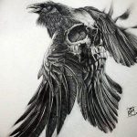 photo tattoo raven on the skull 18.02.2019 №013 - tattoo with skull and raven - tattoovalue.net