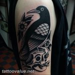 photo tattoo raven on the skull 18.02.2019 №021 - tattoo with skull and raven - tattoovalue.net