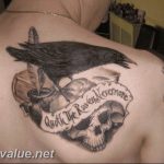 photo tattoo raven on the skull 18.02.2019 №026 - tattoo with skull and raven - tattoovalue.net