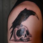 photo tattoo raven on the skull 18.02.2019 №027 - tattoo with skull and raven - tattoovalue.net