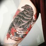 photo tattoo raven on the skull 18.02.2019 №034 - tattoo with skull and raven - tattoovalue.net