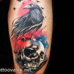 photo tattoo raven on the skull 18.02.2019 №035 - tattoo with skull and raven - tattoovalue.net