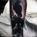 photo tattoo raven on the skull 18.02.2019 №041 - tattoo with skull and raven - tattoovalue.net