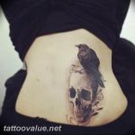 photo tattoo raven on the skull 18.02.2019 №048 - tattoo with skull and raven - tattoovalue.net