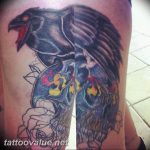 photo tattoo raven on the skull 18.02.2019 №050 - tattoo with skull and raven - tattoovalue.net