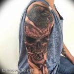 photo tattoo raven on the skull 18.02.2019 №051 - tattoo with skull and raven - tattoovalue.net