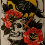 photo tattoo raven on the skull 18.02.2019 №052 - tattoo with skull and raven - tattoovalue.net